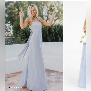 Show Me Your Mumu Steel Blue Chiffon Dress